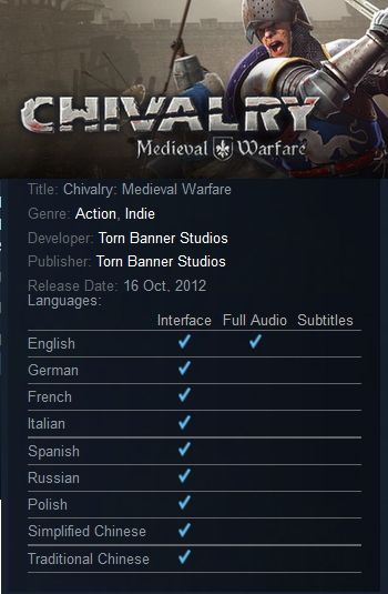 Chivalry: Medieval Warfare Steam - Click Image to Close